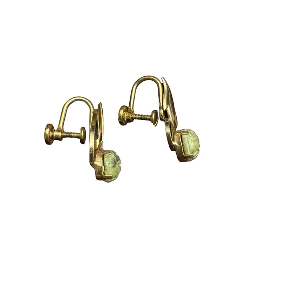 Vintage dce Curtis 1/20 14K GF Carved Jade Earrings - Picture 2 of 7